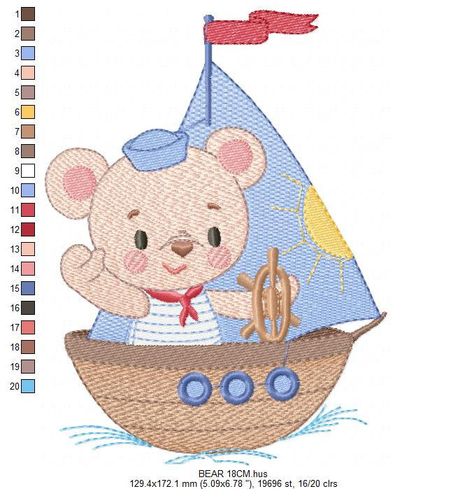 Bear embroidery designs - Sailor embroidery design machine embroidery pattern - Nautical Sailor bear embroidery file - baby boy embroidery