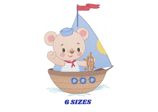 Bear embroidery designs - Sailor embroidery design machine embroidery pattern - Nautical Sailor bear embroidery file - baby boy embroidery