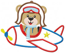 Laden Sie das Bild in den Galerie-Viewer, Bear embroidery designs - Plane embroidery design machine embroidery pattern - Teddy bear embroidery file - Bear Pilot Bear applique design
