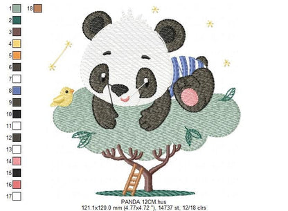Panda in a tree embroidery design - Wild Animal embroidery designs machine embroidery pattern - Baby boy embroidery file - instant download