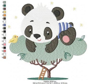 Panda in a tree embroidery design - Wild Animal embroidery designs machine embroidery pattern - Baby boy embroidery file - instant download