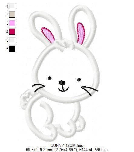 Bunny embroidery design - Rabbit embroidery designs machine embroidery pattern - baby girl embroidery file - kid embroidery rabbit applique