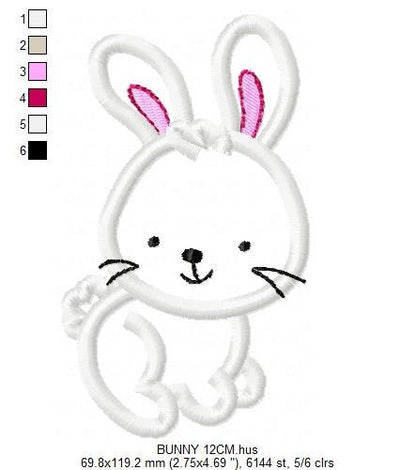 Bunny embroidery design - Rabbit embroidery designs machine embroidery pattern - baby girl embroidery file - kid embroidery rabbit applique