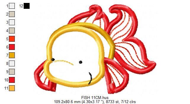 Golden fish embroidery designs - Aquarium embroidery design machine embroidery pattern - animal embroidery file - fish applique design boy