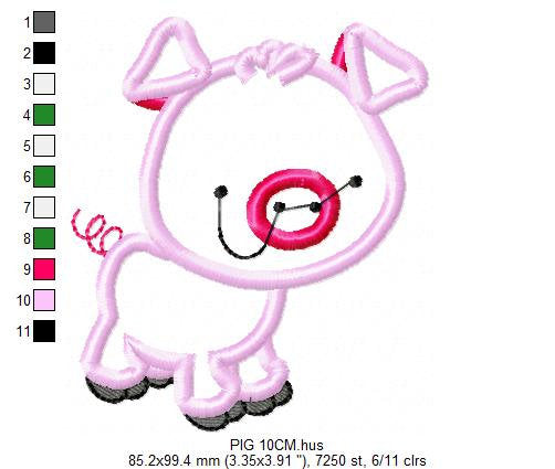 Pig embroidery design - Animal embroidery designs machine embroidery pattern - Baby boy embroidery file - pig applique file instant download