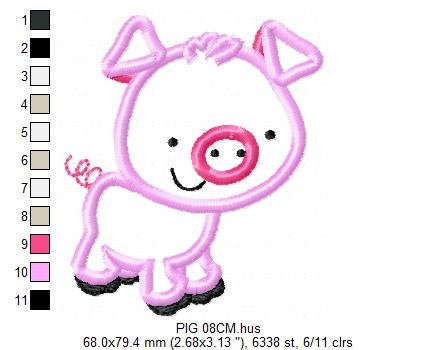 Pig embroidery design - Animal embroidery designs machine embroidery pattern - Baby boy embroidery file - pig applique file instant download