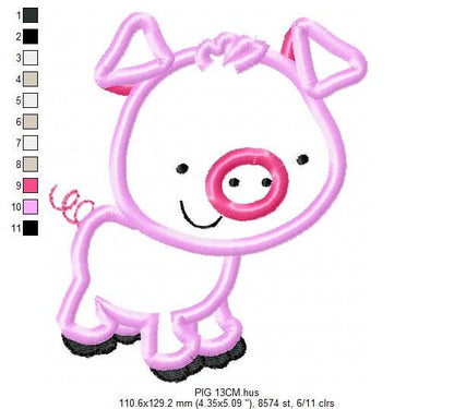 Pig embroidery design - Animal embroidery designs machine embroidery pattern - Baby boy embroidery file - pig applique file instant download
