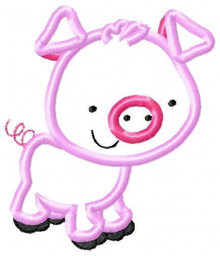 Pig embroidery design - Animal embroidery designs machine embroidery pattern - Baby boy embroidery file - pig applique file instant download