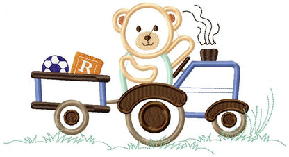 Bear with tractor embroidery designs - Bear embroidery design machine embroidery pattern - Baby boy embroidery file - instant download Farm Marcia Embroidery