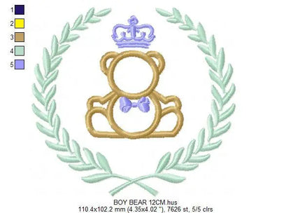 Bear with wreath embroidery design - Teddy embroidery design machine embroidery pattern - baby girl embroidery file - Boy applique design Marcia Embroidery