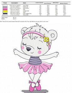 Bear embroidery designs - Ballerina embroidery design machine embroidery pattern - Baby girl embroidery file - Ballerina bear download