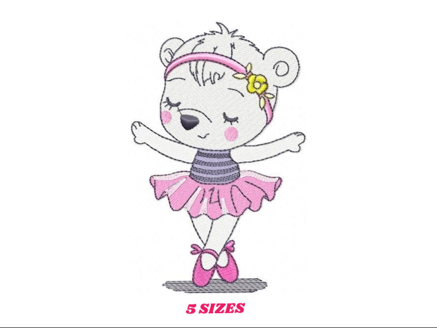 Bear embroidery designs - Ballerina embroidery design machine embroidery pattern - Baby girl embroidery file - Ballerina bear download