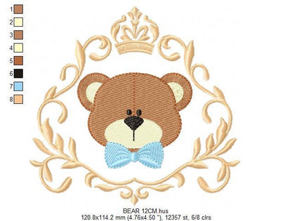 Bear embroidery designs - Teddy embroidery design machine embroidery pattern - Laurel embroidery file - bear with laurel instant download
