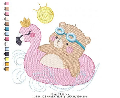 Bear with floater embroidery designs - Bear embroidery design machine embroidery pattern - Baby boy embroidery file - instant download Beach Marcia Embroidery