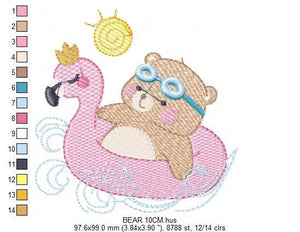 Bear with floater embroidery designs - Bear embroidery design machine embroidery pattern - Baby boy embroidery file - instant download Beach