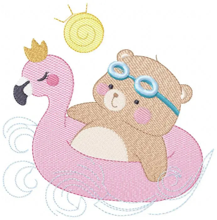 Bear with floater embroidery designs - Bear embroidery design machine embroidery pattern - Baby boy embroidery file - instant download Beach Marcia Embroidery