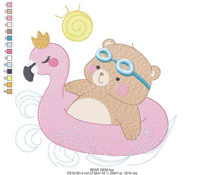 Bear with floater embroidery designs - Bear embroidery design machine embroidery pattern - Baby boy embroidery file - instant download Beach Marcia Embroidery
