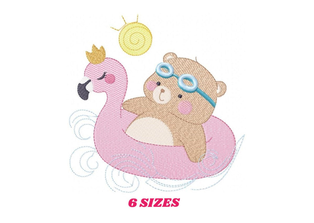 Bear with floater embroidery designs - Bear embroidery design machine embroidery pattern - Baby boy embroidery file - instant download Beach