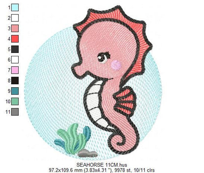 Seahorse embroidery design - Sea Animal embroidery designs machine embroidery pattern - baby boy embroidery file - instant download pes jef