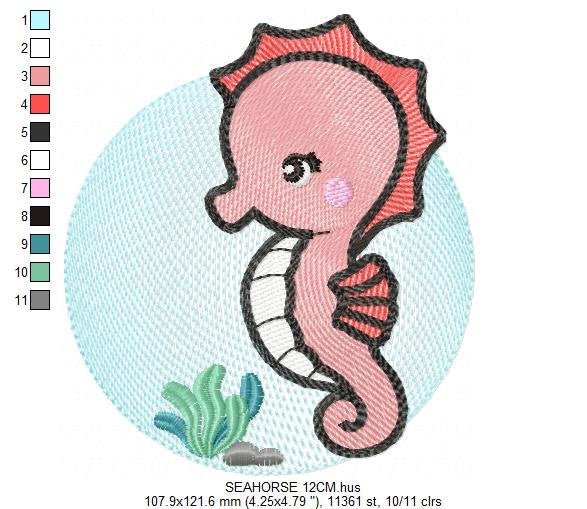 Seahorse embroidery design - Sea Animal embroidery designs machine embroidery pattern - baby boy embroidery file - instant download pes jef