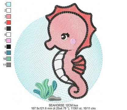 Seahorse embroidery design - Sea Animal embroidery designs machine embroidery pattern - baby boy embroidery file - instant download pes jef