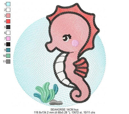 Seahorse embroidery design - Sea Animal embroidery designs machine embroidery pattern - baby boy embroidery file - instant download pes jef