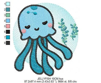 Jellyfish embroidery design - Sea animals embroidery designs machine embroidery pattern - Ocean animals embroidery file - instant download Marcia Embroidery