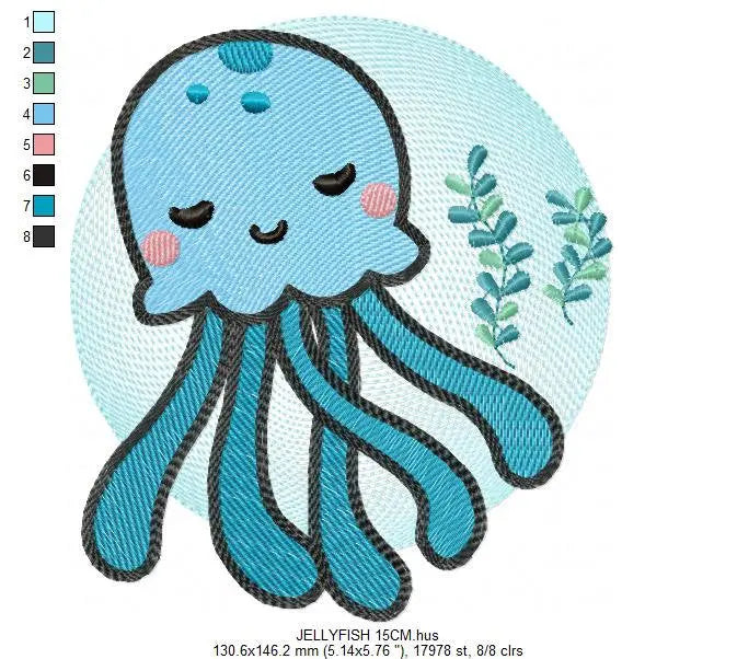 Jellyfish embroidery design - Sea animals embroidery designs machine embroidery pattern - Ocean animals embroidery file - instant download Marcia Embroidery