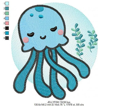 Jellyfish embroidery design - Sea animals embroidery designs machine embroidery pattern - Ocean animals embroidery file - instant download Marcia Embroidery