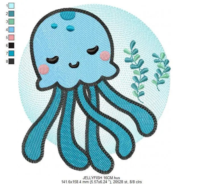 Jellyfish embroidery design - Sea animals embroidery designs machine embroidery pattern - Ocean animals embroidery file - instant download Marcia Embroidery