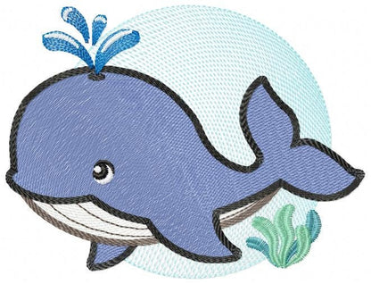 Whale embroidery designs - Ocean Fish embroidery design machine embroidery pattern - Baby boy embroidery file - sea animal embroidery pes