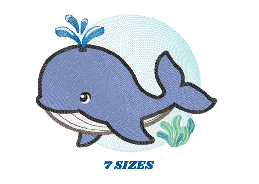 Whale embroidery designs - Ocean Fish embroidery design machine embroidery pattern - Baby boy embroidery file - sea animal embroidery pes