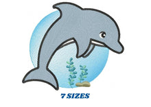 Cargar imagen en el visor de la galería, Dolphin embroidery designs - Ocean Fish embroidery design machine embroidery pattern - Baby boy embroidery file - sea animal embroidery pes
