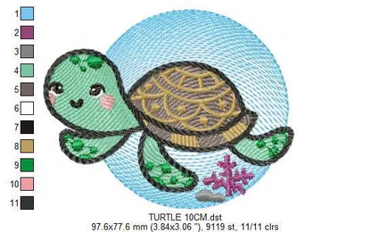 Turtle embroidery designs - Ocean animals embroidery design machine embroidery pattern - Baby boy embroidery file - sea animal embroidery Marcia Embroidery