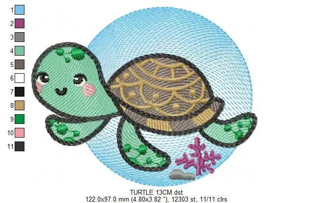 Turtle embroidery designs - Ocean animals embroidery design machine embroidery pattern - Baby boy embroidery file - sea animal embroidery Marcia Embroidery