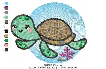 Turtle embroidery designs - Ocean animals embroidery design machine embroidery pattern - Baby boy embroidery file - sea animal embroidery Marcia Embroidery