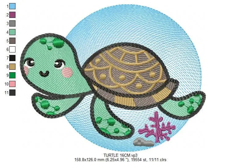 Turtle embroidery designs - Ocean animals embroidery design machine embroidery pattern - Baby boy embroidery file - sea animal embroidery Marcia Embroidery