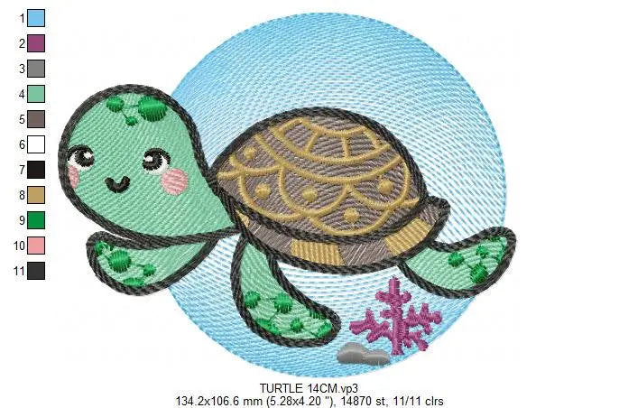 Turtle embroidery designs - Ocean animals embroidery design machine embroidery pattern - Baby boy embroidery file - sea animal embroidery Marcia Embroidery