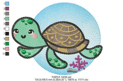 Turtle embroidery designs - Ocean animals embroidery design machine embroidery pattern - Baby boy embroidery file - sea animal embroidery Marcia Embroidery