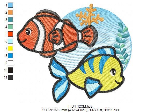 Fish embroidery designs - Ocean animals embroidery design machine embroidery pattern - Baby boy embroidery file - sea animals embroidery pes