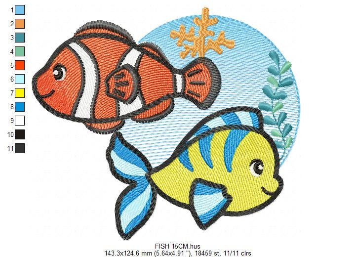 Fish embroidery designs - Ocean animals embroidery design machine embroidery pattern - Baby boy embroidery file - sea animals embroidery pes
