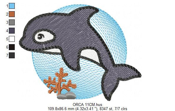 Whale embroidery designs - Orca embroidery design machine embroidery pattern - Baby boy embroidery file - sea animal embroidery killer whale