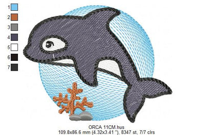 Whale embroidery designs - Orca embroidery design machine embroidery pattern - Baby boy embroidery file - sea animal embroidery killer whale