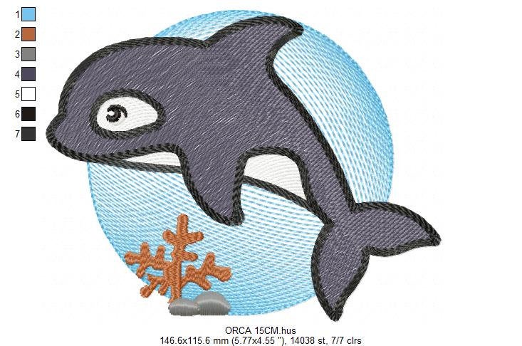 Whale embroidery designs - Orca embroidery design machine embroidery pattern - Baby boy embroidery file - sea animal embroidery killer whale