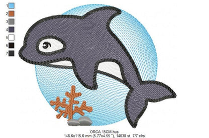 Whale embroidery designs - Orca embroidery design machine embroidery pattern - Baby boy embroidery file - sea animal embroidery killer whale