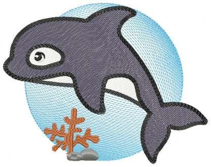 Whale embroidery designs - Orca embroidery design machine embroidery pattern - Baby boy embroidery file - sea animal embroidery killer whale
