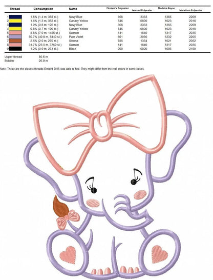Elephant embroidery designs - Animal embroidery design machine embroidery pattern - Baby girl embroidery file - elephant applique design Marcia Embroidery