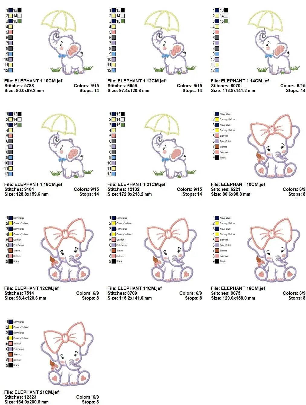 Elephant embroidery designs - Animal embroidery design machine embroidery pattern - Baby girl embroidery file - elephant applique design Marcia Embroidery