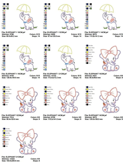 Elephant embroidery designs - Animal embroidery design machine embroidery pattern - Baby girl embroidery file - elephant applique design Marcia Embroidery