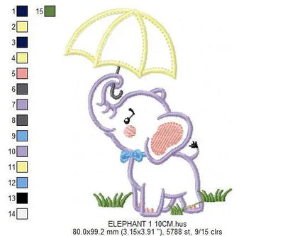 Elephant embroidery designs - Animal embroidery design machine embroidery pattern - Baby girl embroidery file - elephant applique design Marcia Embroidery